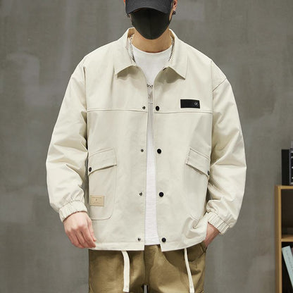 Monochrome Stain-Resistant Workwear Style Button Front Overshirt