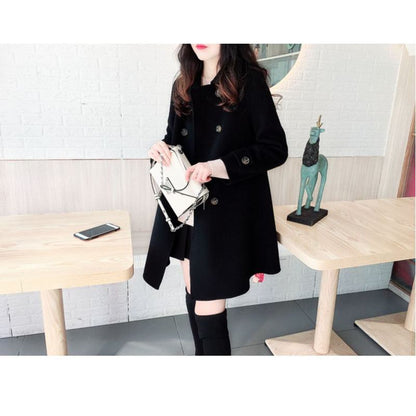 Mid-Length Woolen Loose Fit Thickened Peacoat