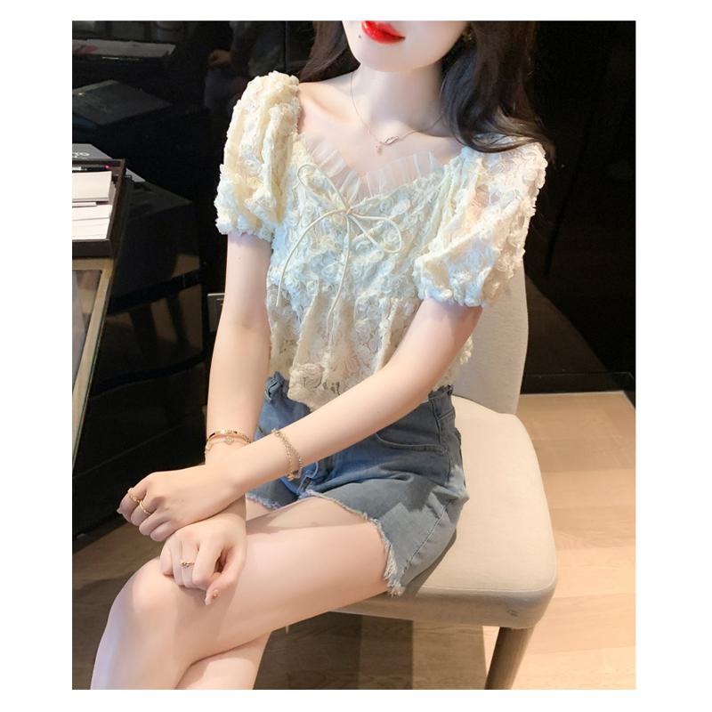 Embroidery Mesh Fairy Flower Lace Blouse