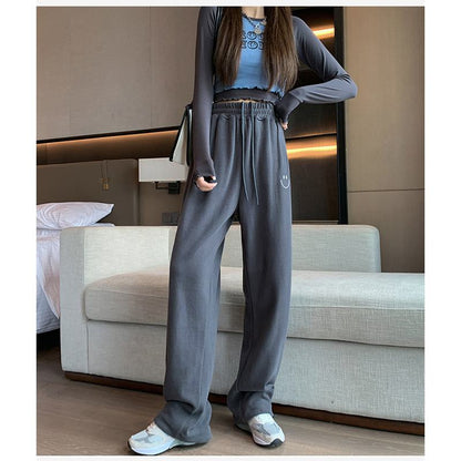 Casual Smiling Face Plus Sports Loose Fit Sweatpants