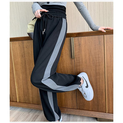 Pantalones deportivos rectos de ajuste holgado y adelgazante para tallas grandes