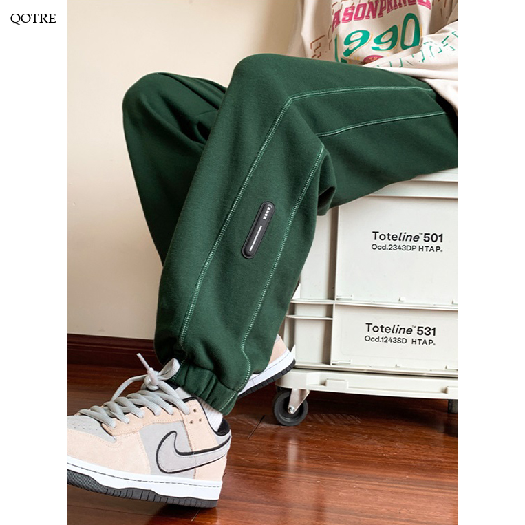 Solid Color Straight Tapered Loose Fit Knitted Sweatpant