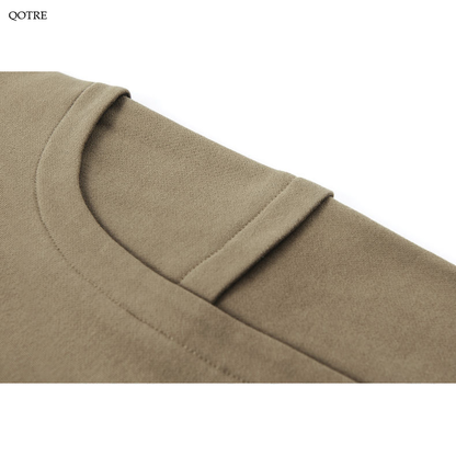 Sweatshirt en patchwork faux deux pièces à col rond et coupe ample
