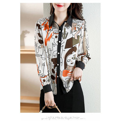 Slimming Anti-Aging Chiffon Chic Print Shirt