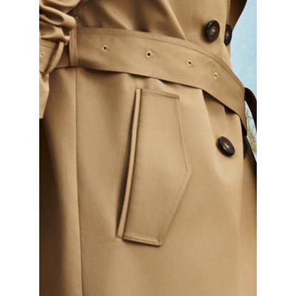 Solid Color Knee-Length Trench Coat