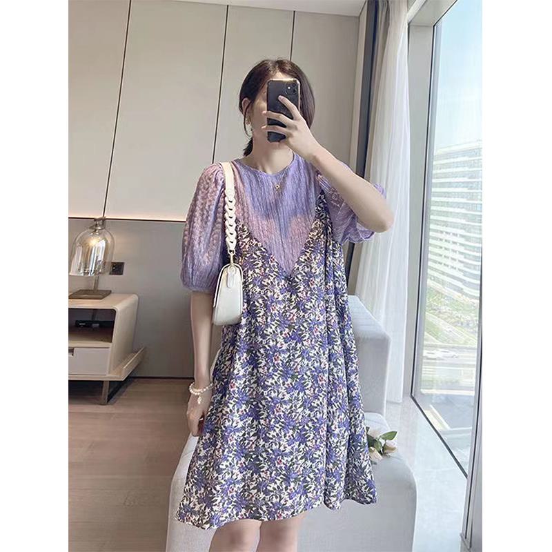 Patchwork Loose Fit Casual Floral Print Dress