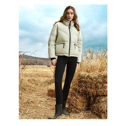 Cropped Stand-Up Collar Down Jacket