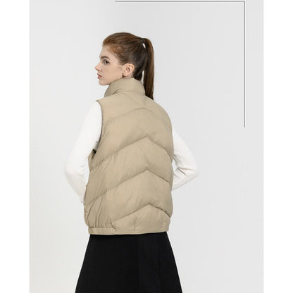 Stand-Up Collar Quilted Button Front Down Jacket